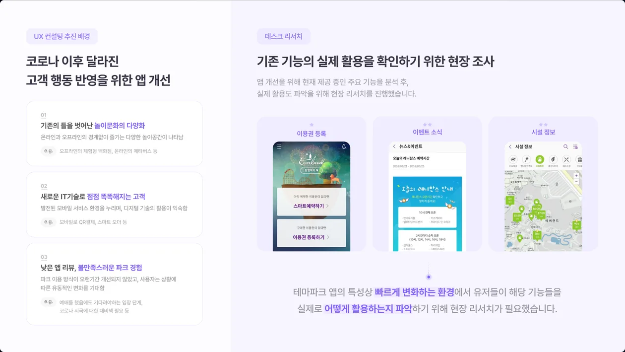 UX 컨설팅 추진 배경 & 데스크 리서치 상세 화면
