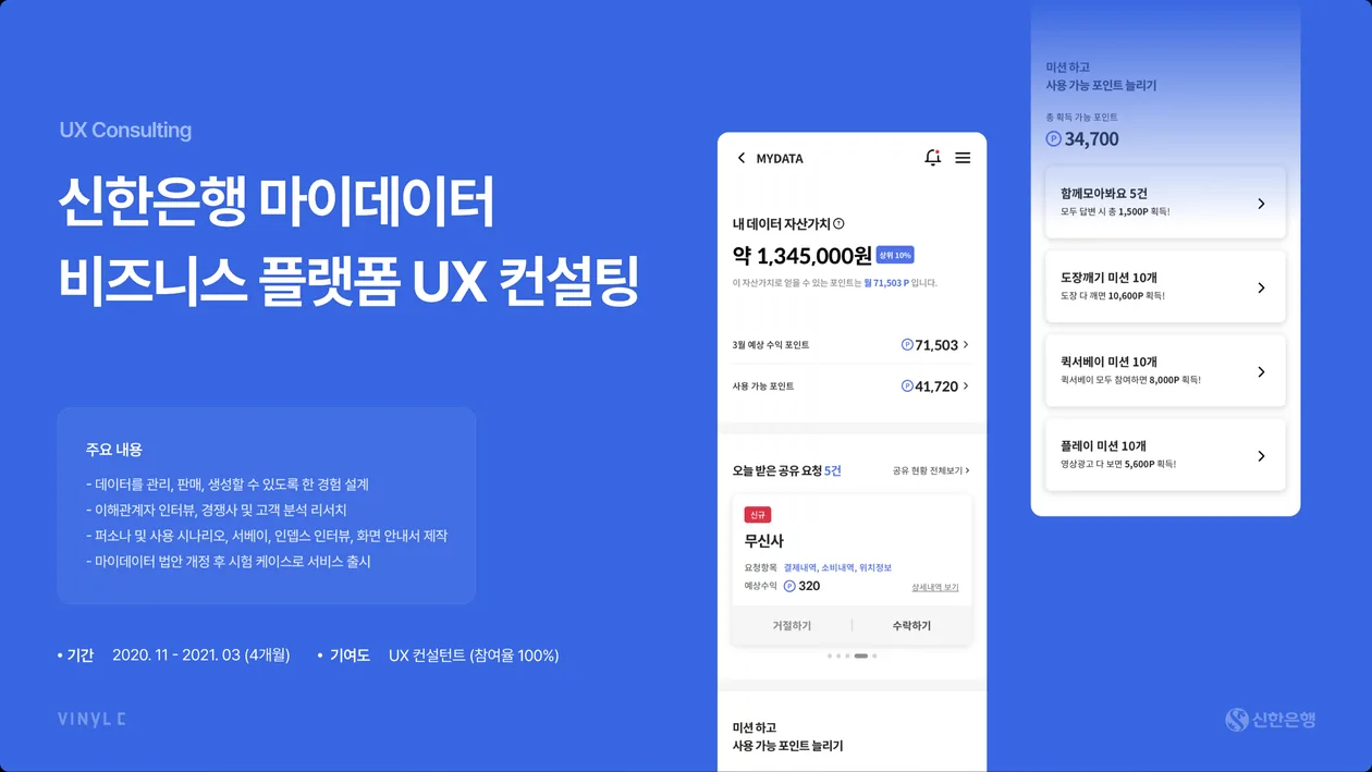 신한은행 마이데이터 비즈니스 플랫폼 UX 컨설팅 표지